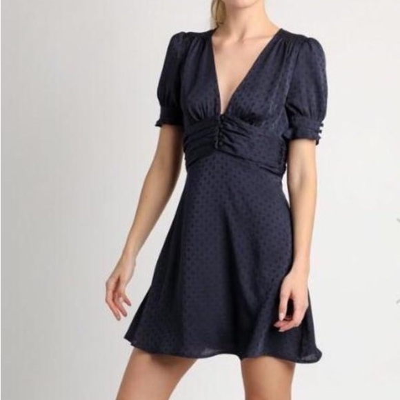 Current Air Dresses & Skirts - Anthro Current Air Swiss Dot Empire Waist Mini Dress - M